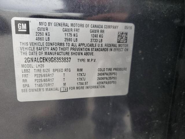 2016 CHEVROLET EQUINOX LT - 2GNALCEK9G6353837