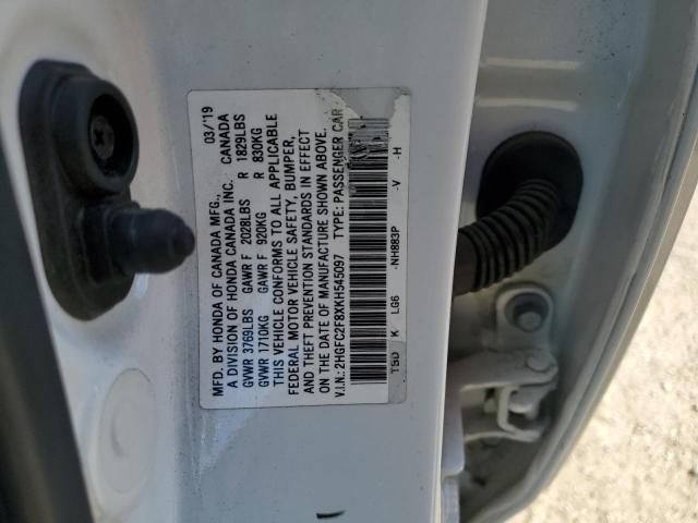 2019 HONDA CIVIC SPOR - 2HGFC2F8XKH545097