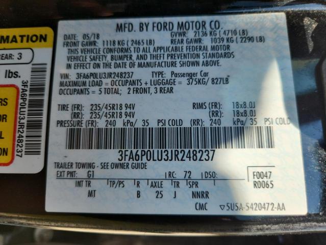 2018 FORD FUSION SE 3FA6P0LU3JR248237