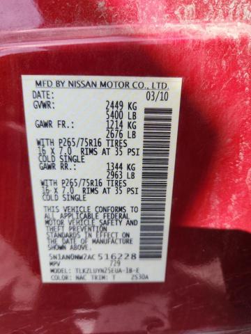 2010 NISSAN XTERRA OFF #3286926230