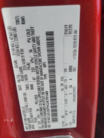 2017 FORD ESCAPE TIT - 1FMCU0J97HUA76149