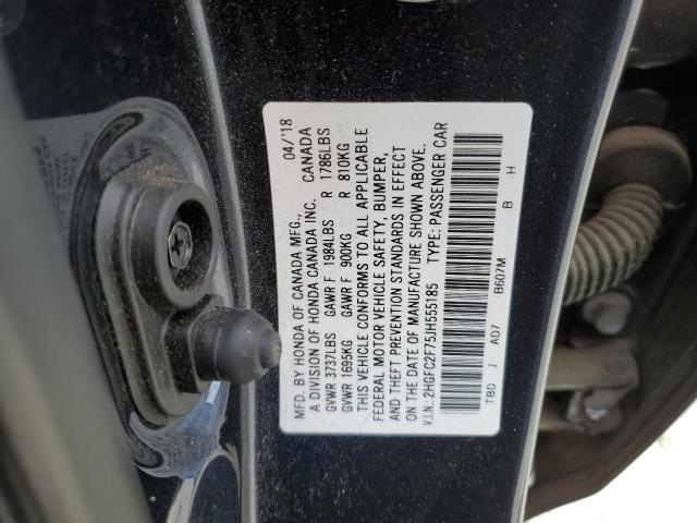 2018 HONDA CIVIC EX 2HGFC2F75JH555185