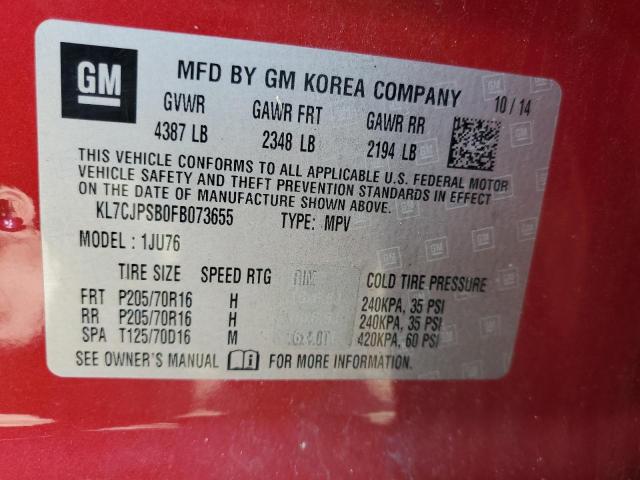 2015 CHEVROLET TRAX 1LS KL7CJPSB0FB073655