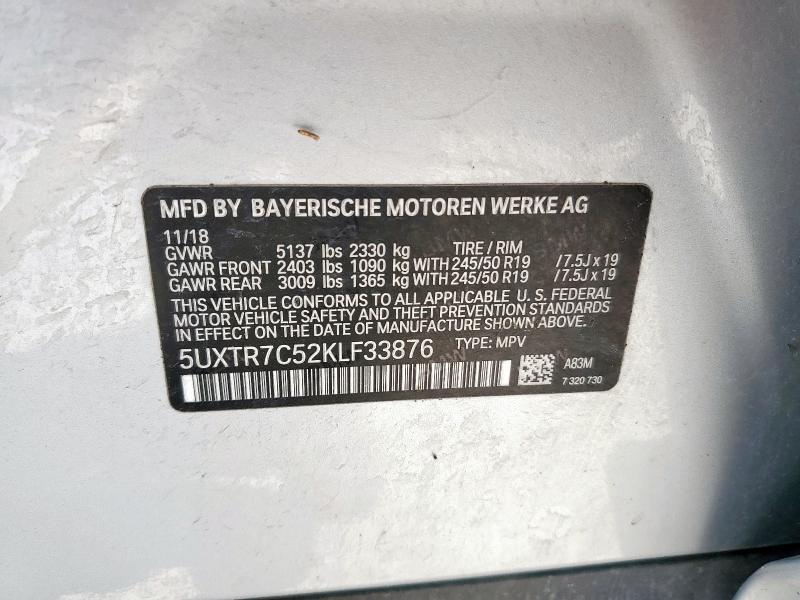 2019 BMW X3 SDRIVE30I 5UXTR7C52KLF33876