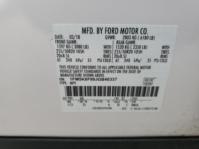 2018 FORD EXPLORER L - 1FM5K8F89JGB40337