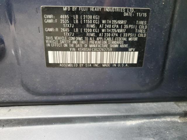 2016 SUBARU OUTBACK 2. #3274881127