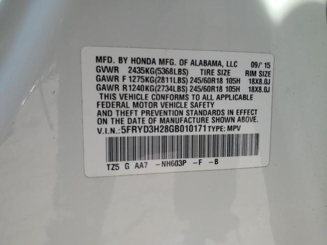 2016 ACURA MDX 5FRYD3H28GB010171