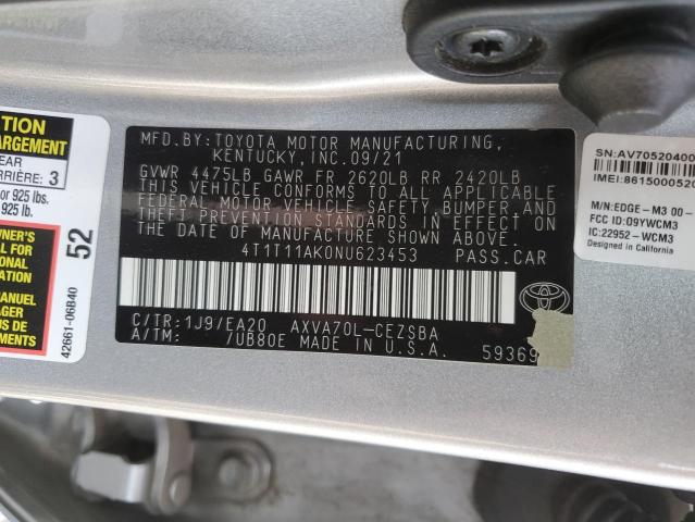 2022 TOYOTA CAMRY SE - 4T1T11AK0NU623453