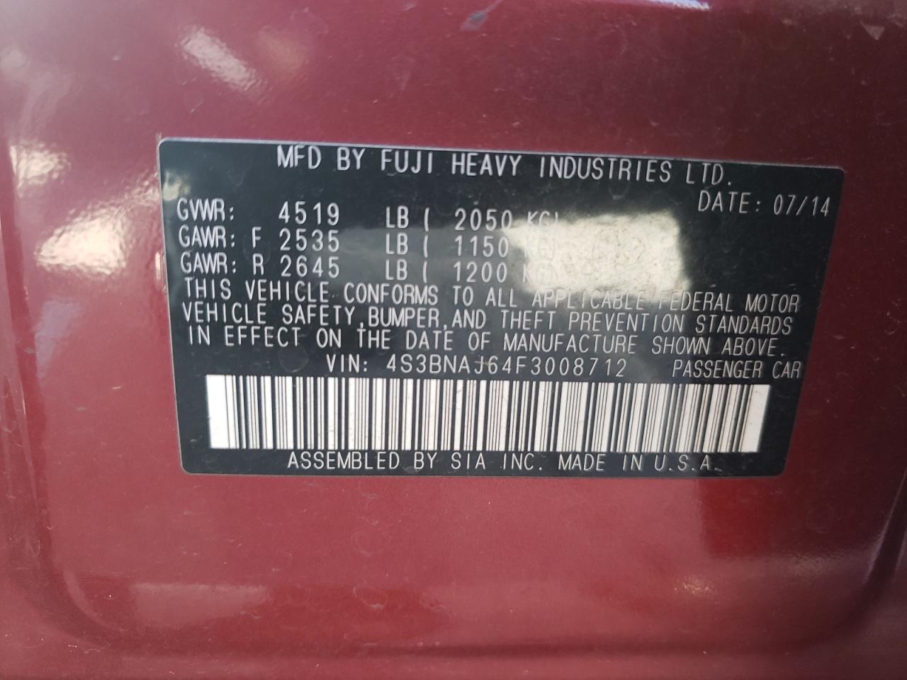 SUBARU LEGACY 2.5I LIMITED