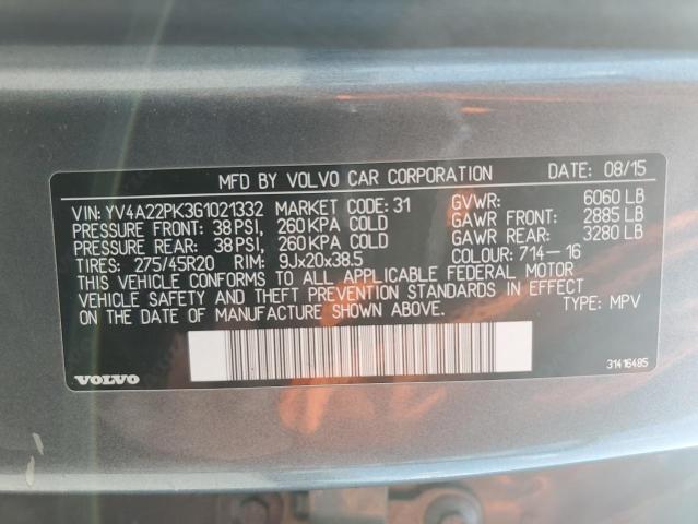 2016 VOLVO XC90 T6 YV4A22PK3G1021332