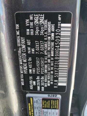 2017 HYUNDAI SANTA FE S 5XYZT3LB9HG450930