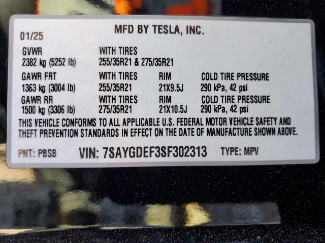 2025 TESLA MODEL Y 7SAYGDEF3SF302313