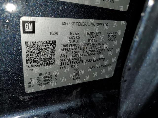 2021 CHEVROLET SILVERADO 1GCUYGEL3MZ124528
