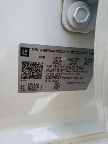 2019 CHEVROLET SILVERADO C1500 CUSTOM - 3GCPWBEH2KG310124