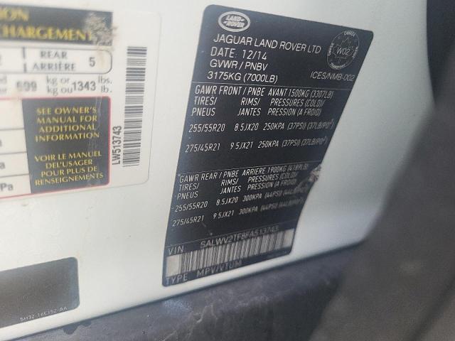 2015 LAND ROVER RANGE ROVE SALWV2TF8FA513743