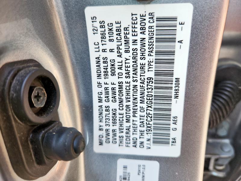 2016 HONDA CIVIC EX - 19XFC2F7XGE013759