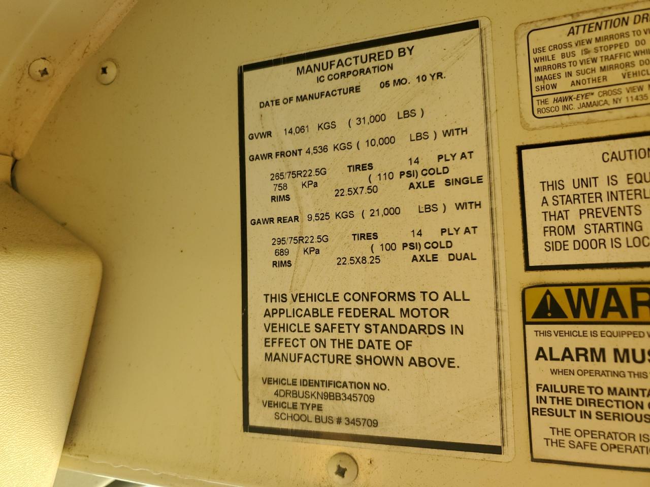 Lot #3231281097 2011 IC CORPORATION CE SERIES SCHOOL