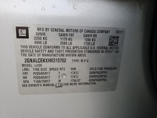 2017 CHEVROLET EQUINOX LT 2GNALCEKXH6315762