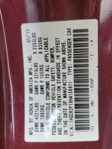 2017 HONDA ACCORD SPO 1HGCR2F16HA156811