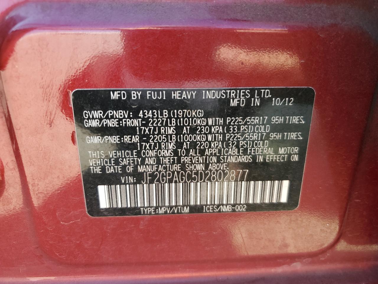 SUBARU XV 2.0 LIMITED