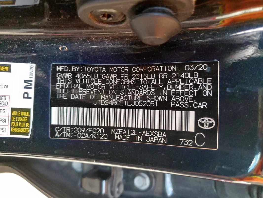 2020 TOYOTA COROLLA SE #3316064216