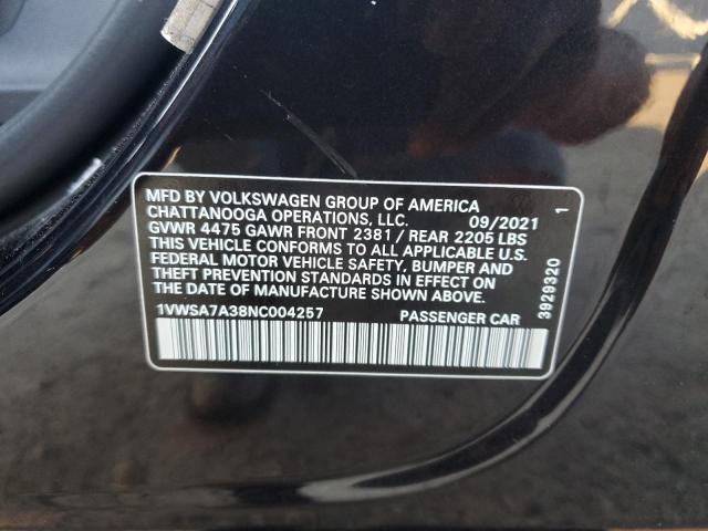 2022 VOLKSWAGEN PASSAT SE - 1VWSA7A38NC004257