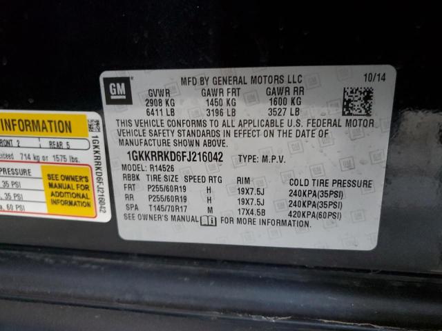 2015 GMC ACADIA SLT 1GKKRRKD6FJ216042