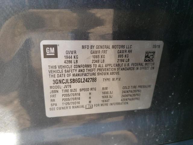2016 CHEVROLET TRAX 1LT 3GNCJLSB6GL242788