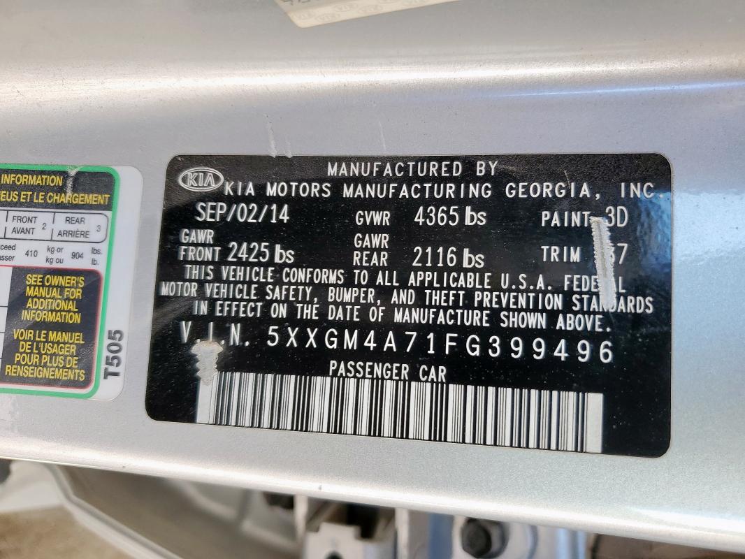 2015 KIA OPTIMA LX 5XXGM4A71FG399496