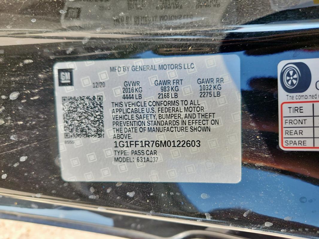 2021 CHEVROLET CAMARO 1G1FF1R76M0122603