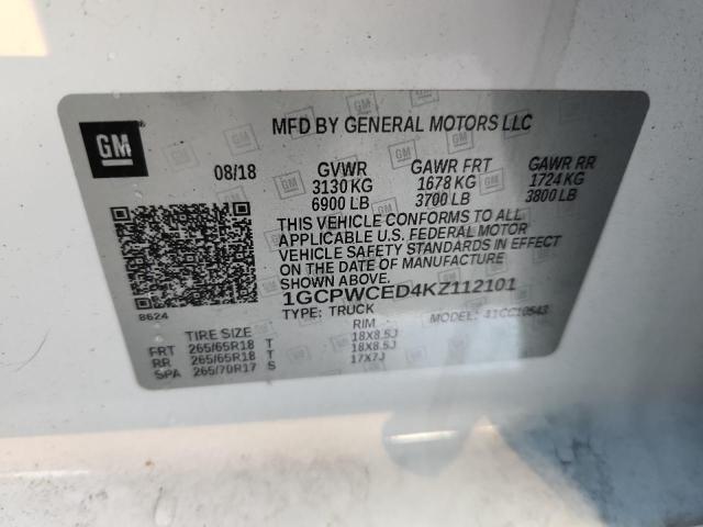 2019 CHEVROLET SILVERADO C1500 LT 1GCPWCED4KZ112101