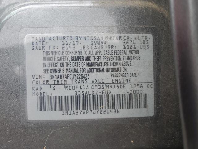 2018 NISSAN SENTRA S 3N1AB7AP7JY226436