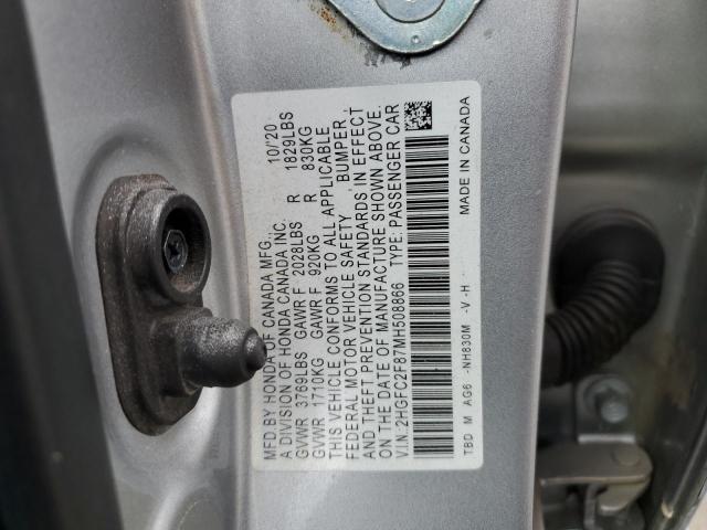 2021 HONDA CIVIC SPOR 2HGFC2F87MH508866