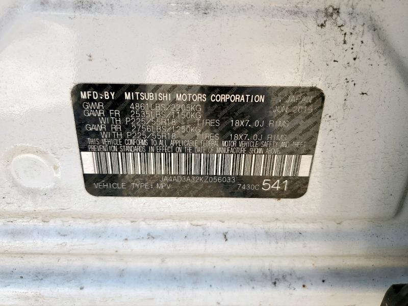 2019 MITSUBISHI OUTLANDER JA4AD3A32KZ056033