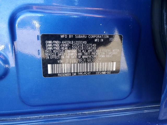 2020 SUBARU WRX STI LI JF1VA2Y62L9828905