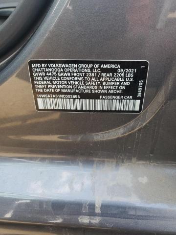 2022 VOLKSWAGEN PASSAT SE 1VWSA7A31NC003855