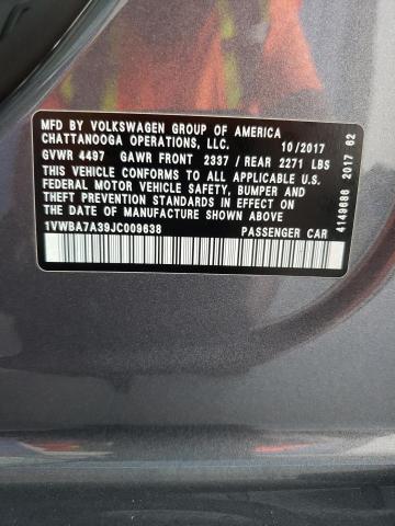 2018 VOLKSWAGEN PASSAT GT 1VWBA7A39JC009638