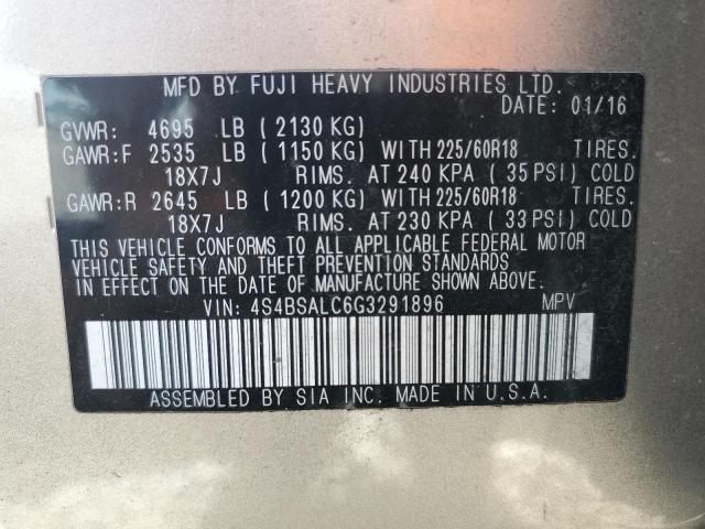 2016 SUBARU OUTBACK 2.5I LIMITED 4S4BSALC6G3291896