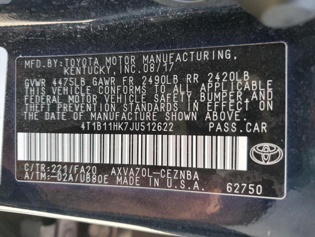 2018 TOYOTA CAMRY L - 4T1B11HK7JU512622