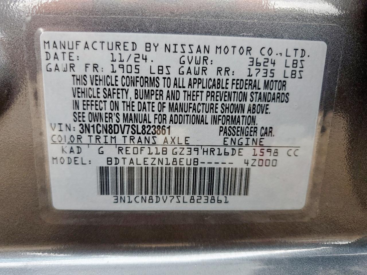 Lot #3311656274 2025 NISSAN VERSA S
