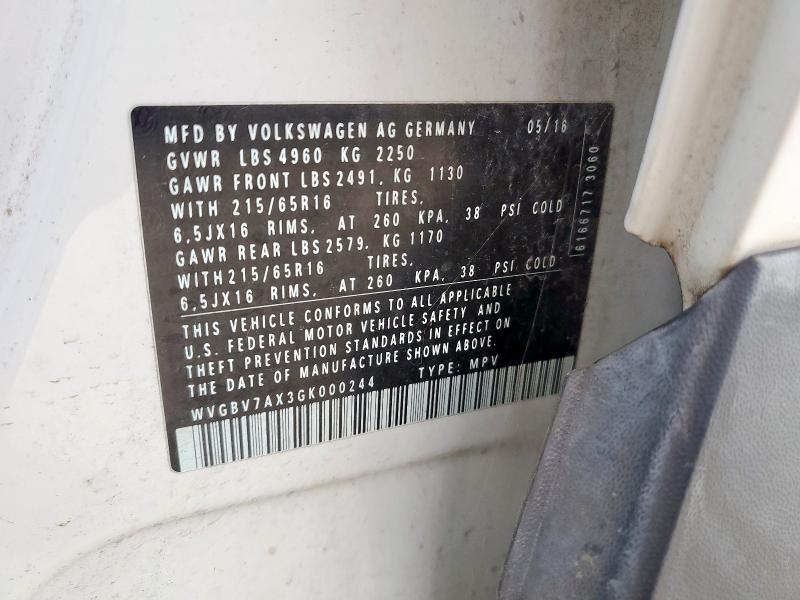 2016 VOLKSWAGEN TIGUAN S #3293501427