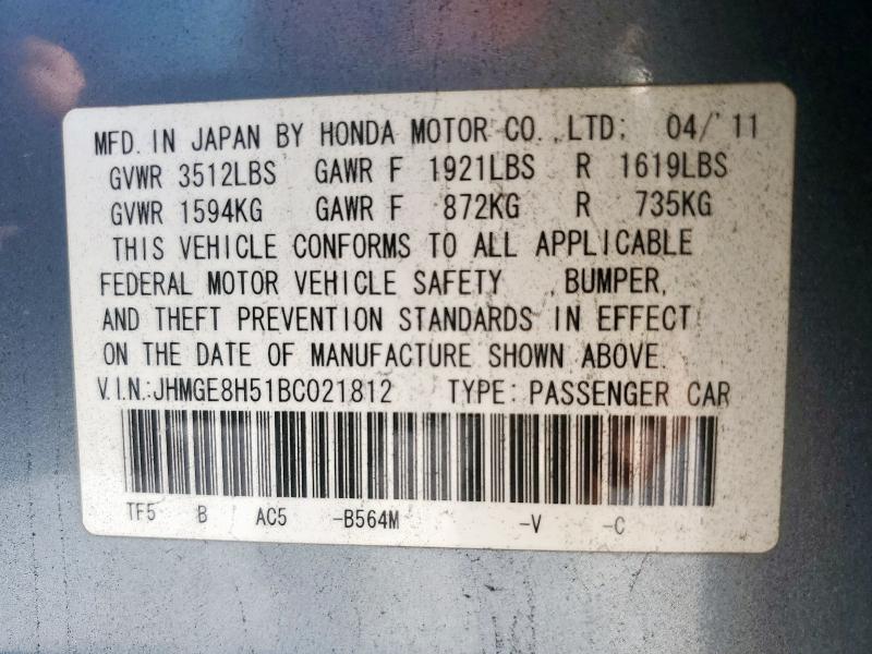 2011 HONDA FIT SPORT - JHMGE8H51BC021812