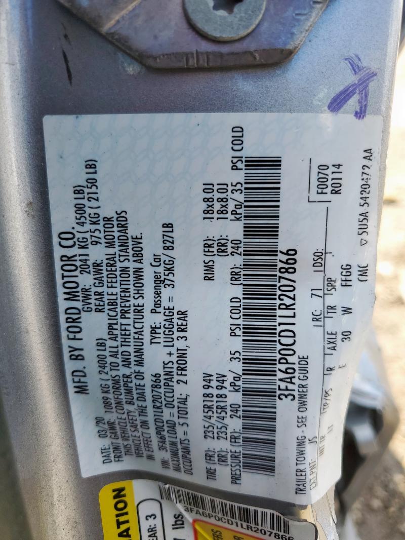 2020 FORD FUSION SEL - 3FA6P0CD1LR207866