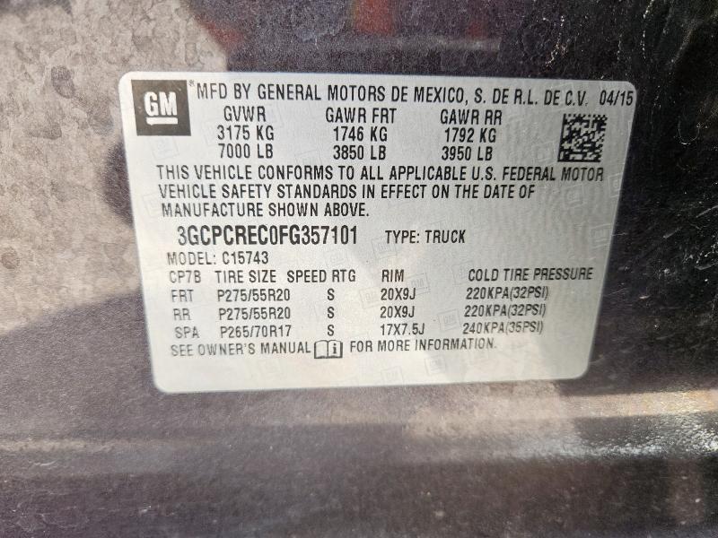 2015 CHEVROLET SILVERADO - 3GCPCREC0FG357101