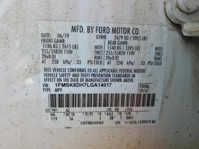 2020 FORD EXPLORER XLT - 1FMSK8DH7LGA14017