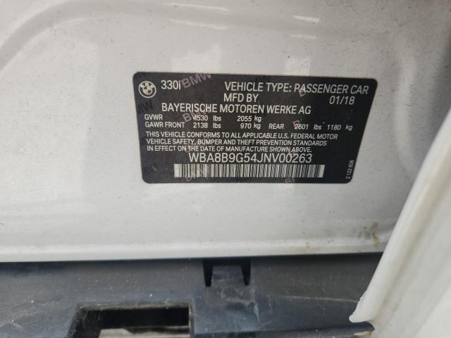 2018 BMW 330 I WBA8B9G54JNV00263
