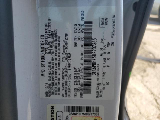 2017 FORD FUSION SE 3FA6P0H75HR237365