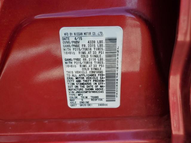 2015 NISSAN ROGUE SELE JN8AS5MT6FW662045
