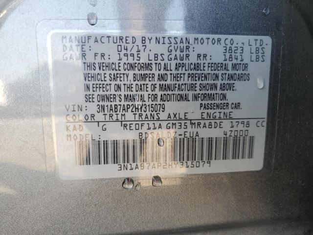 2017 NISSAN SENTRA S 3N1AB7AP2HY315079