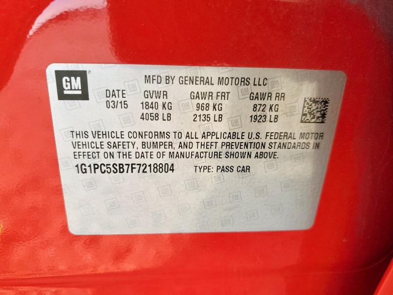 2015 CHEVROLET CRUZE LT - 1G1PC5SB7F7218804